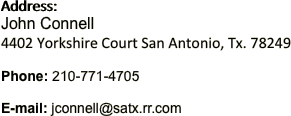 Address:  John Connell 4402 Yorkshire Court